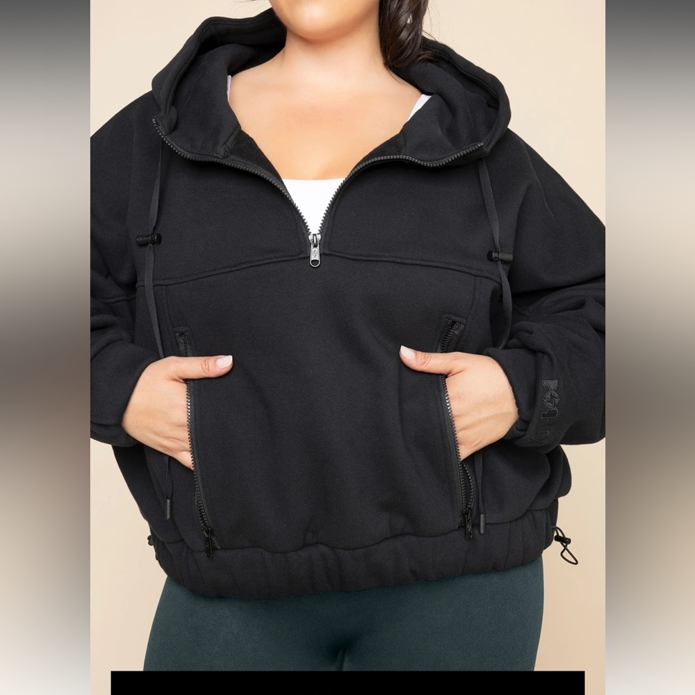 POPFLEX Crimson Half-Zip warmup Hoodie - Picture 4 of 9